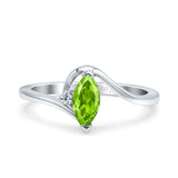 Marquise Art Deco Wave Wedding Engagement Ring Simulated Cubic Zirconia 925 Sterling Silver