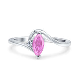 Marquise Art Deco Wave Wedding Engagement Ring Simulated Cubic Zirconia 925 Sterling Silver