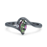 Marquise Art Deco Wave Wedding Engagement Ring Simulated Cubic Zirconia 925 Sterling Silver