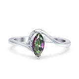 Marquise Art Deco Wave Wedding Engagement Ring Simulated Cubic Zirconia 925 Sterling Silver