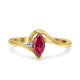 Marquise Art Deco Wave Wedding Engagement Ring Simulated Cubic Zirconia 925 Sterling Silver