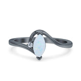 Marquise Art Deco Wave Wedding Engagement Ring Simulated Cubic Zirconia 925 Sterling Silver