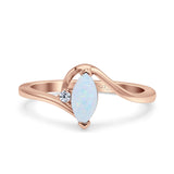 Marquise Art Deco Wave Wedding Engagement Ring Simulated Cubic Zirconia 925 Sterling Silver