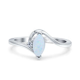 Marquise Art Deco Wave Wedding Engagement Ring Simulated Cubic Zirconia 925 Sterling Silver