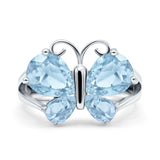 Teardrop Pear Butterfly Filigree Swirl Ring Simulated Cubic Zirconia 925 Sterling Silver Butterfly Ring