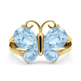 Teardrop Pear Butterfly Filigree Swirl Ring Simulated Cubic Zirconia 925 Sterling Silver Butterfly Ring