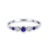 Half Eternity Band Round Simulated Blue Sapphire Cubic Zirconia 925 Sterling Silver (4mm)