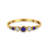 Half Eternity Band Round Simulated Blue Sapphire Cubic Zirconia 925 Sterling Silver (4mm)