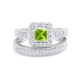Two Piece Vintage Style Wedding Ring 925 Sterling Silver Simulated Cubic Zirconia