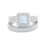 Two Piece Vintage Style Wedding Ring 925 Sterling Silver Simulated Cubic Zirconia