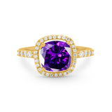 Art Deco Cushion Cut Engagement Ring Simulated Cubic Zirconia 925 Sterling Silver
