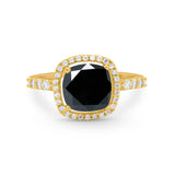 Art Deco Cushion Cut Engagement Ring Simulated Cubic Zirconia 925 Sterling Silver
