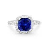 Art Deco Cushion Cut Engagement Ring Simulated Cubic Zirconia 925 Sterling Silver
