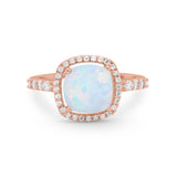 Art Deco Cushion Cut Engagement Ring Simulated Cubic Zirconia 925 Sterling Silver