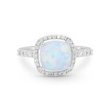 Art Deco Cushion Cut Engagement Ring Simulated Cubic Zirconia 925 Sterling Silver