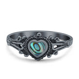 Solitaire Heart Promise Ring Solid Oxidized 925 Sterling Silver