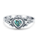 Solitaire Heart Promise Ring Solid Oxidized 925 Sterling Silver