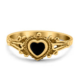 Solitaire Heart Promise Ring Solid Oxidized 925 Sterling Silver