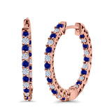 Huggie Hoop Earrings Round Simulated CZ 925 Sterling Silver (14mm)