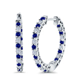 Huggie Hoop Earrings Round Simulated CZ 925 Sterling Silver (14mm)