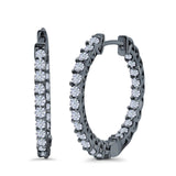 Huggie Hoop Earrings Round Simulated CZ 925 Sterling Silver (14mm)
