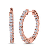 Huggie Hoop Earrings Round Simulated CZ 925 Sterling Silver (14mm)