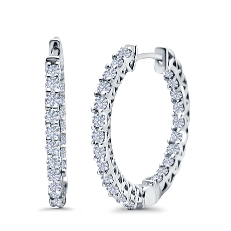 Medium Chain Hoop CZ Earrings