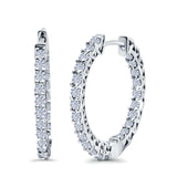 Huggie Hoop Earrings Round Simulated CZ 925 Sterling Silver (14mm)