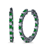 Huggie Hoop Earrings Round Simulated CZ 925 Sterling Silver (14mm)
