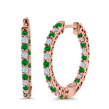 Huggie Hoop Earrings Round Simulated CZ 925 Sterling Silver (14mm)