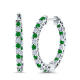Huggie Hoop Earrings Round Simulated CZ 925 Sterling Silver (14mm)