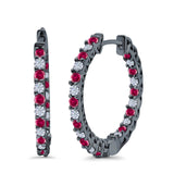 Huggie Hoop Earrings Round Simulated CZ 925 Sterling Silver (14mm)