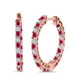 Huggie Hoop Earrings Round Simulated CZ 925 Sterling Silver (14mm)