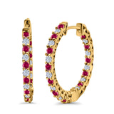 Huggie Hoop Earrings Round Simulated CZ 925 Sterling Silver (14mm)