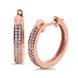 Half Eternity Hoop Earrings Round Simulated CZ 925 Sterling Silver (14mm)