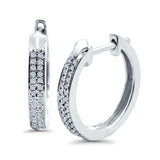 Half Eternity Hoop Earrings Round Simulated CZ 925 Sterling Silver (14mm)