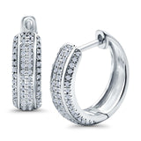 Half Eternity Hoop Earrings Round Simulated CZ 925 Sterling Silver (14mm)