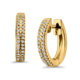 Half Eternity Hoop Earrings Round Simulated CZ 925 Sterling Silver (14mm)