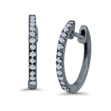 Hoop Earrings Half Eternity Round Simulated CZ 925 Sterling Silver (14mm)