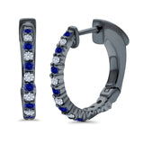 Half Eternity Huggie Hoop Earrings Round Simulated CZ 925 Sterling Silver (14mm)