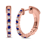 Half Eternity Huggie Hoop Earrings Round Simulated CZ 925 Sterling Silver (14mm)