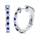Half Eternity Huggie Hoop Earrings Round Simulated CZ 925 Sterling Silver (14mm)