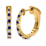 Half Eternity Huggie Hoop Earrings Round Simulated CZ 925 Sterling Silver (14mm)