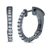 Half Eternity Huggie Hoop Earrings Round Simulated CZ 925 Sterling Silver (14mm)