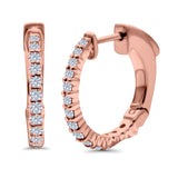 Half Eternity Huggie Hoop Earrings Round Simulated CZ 925 Sterling Silver (14mm)