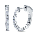 Half Eternity Huggie Hoop Earrings Round Simulated CZ 925 Sterling Silver (14mm)