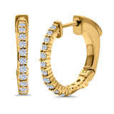 Half Eternity Huggie Hoop Earrings Round Simulated CZ 925 Sterling Silver (14mm)