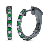 Half Eternity Huggie Hoop Earrings Round Simulated CZ 925 Sterling Silver (14mm)