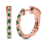 Half Eternity Huggie Hoop Earrings Round Simulated CZ 925 Sterling Silver (14mm)