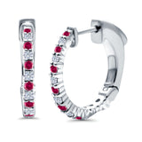 Half Eternity Huggie Hoop Earrings Round Simulated CZ 925 Sterling Silver (14mm)